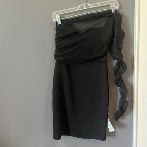 Black mini, one sleeve, mesh details